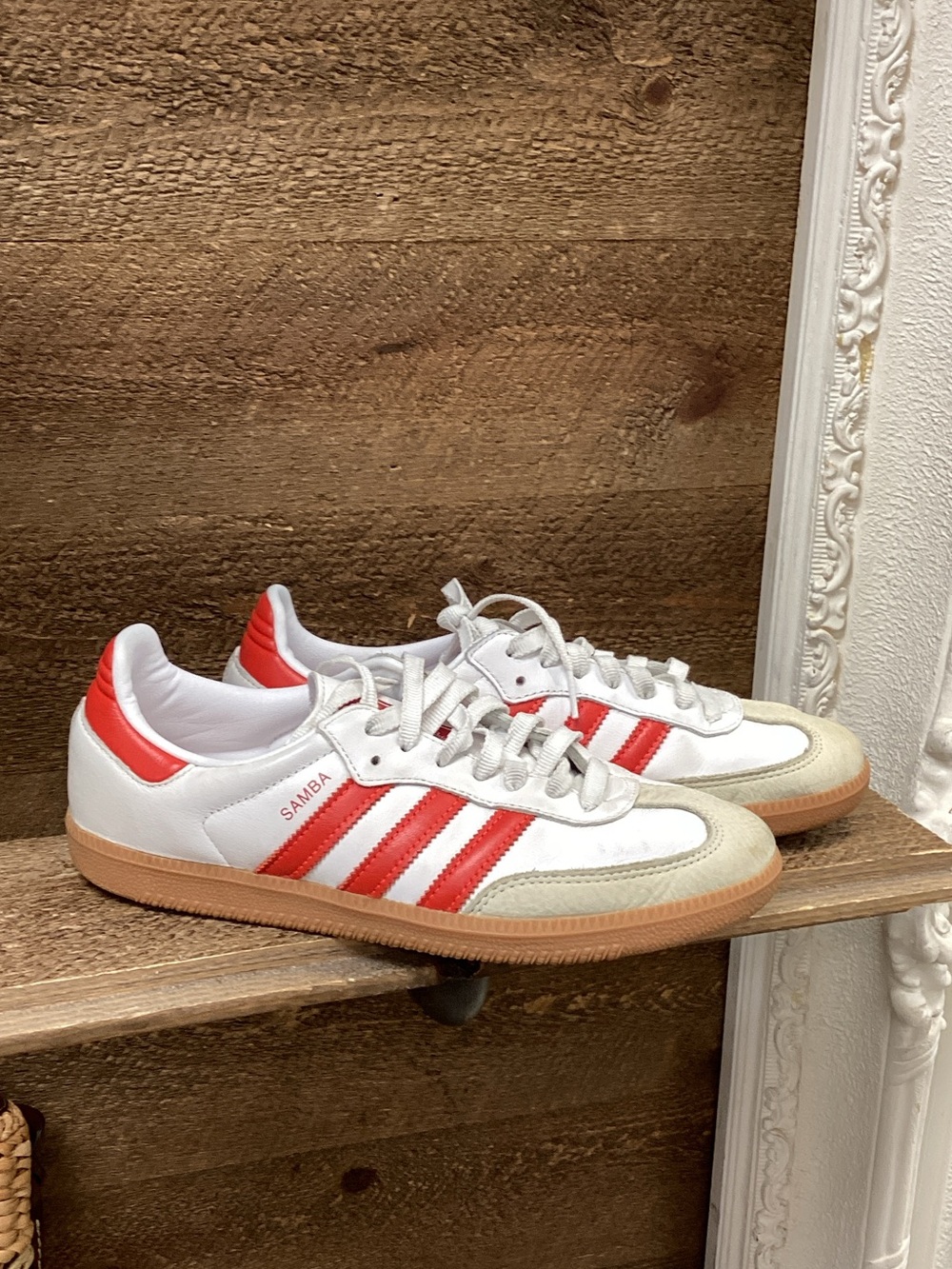 Adidas Samba OG White Red Gum Sneakers Women’s Size 9 Men’s 7.5